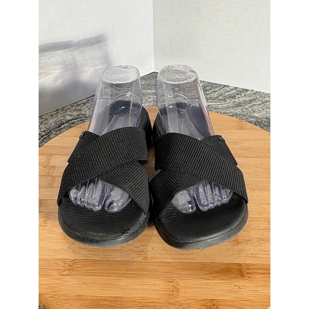 Skechers‎ On-the-GO 600 Goga Mat Black Crisscross Slide Sandals Womens 9